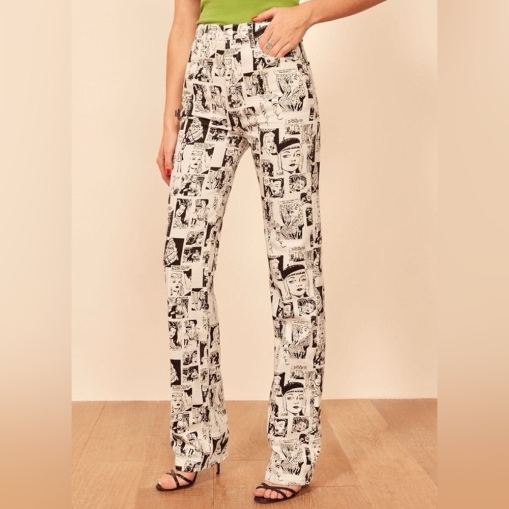 NWOT Reformation Newsprint Straight leg high rise jeans